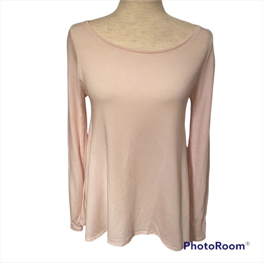 CALYPSO ST. BARTH TOP TEE JERSEY TUNIC LONG SLEEVE BOAT NECK PALE PINK Size S